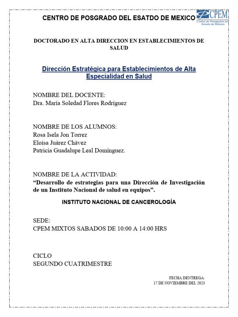 Instituto Nacional de Cancerología PDF Oncología Cáncer