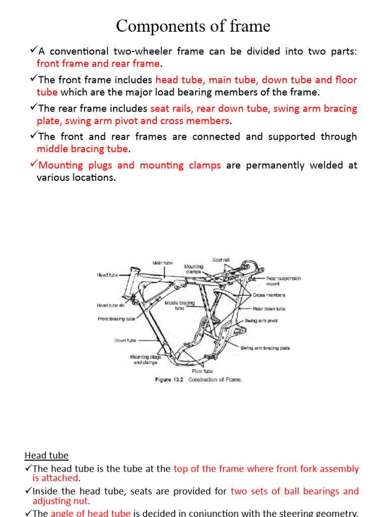 Two-Wheeler Frame Components Explained | PDF