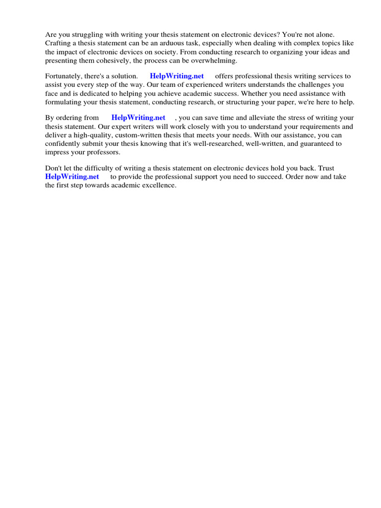 Thesis Statement Electronic Devices Download Free PDF Thesis Essays