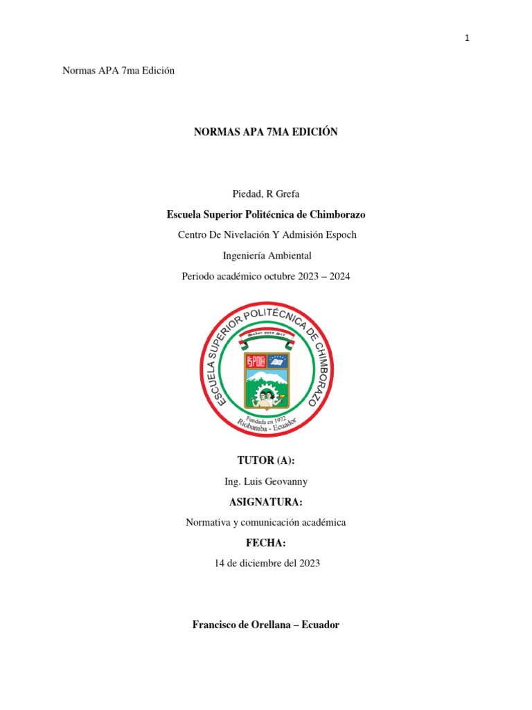 Normas APA 7ma Edición Piedad Grefa | Descargar gratis PDF | Plagio ...