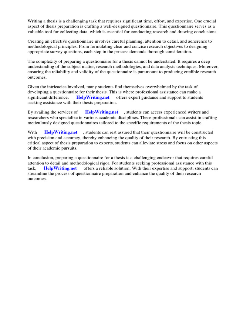How To Prepare Questionnaire For Thesis | PDF | Thesis | Methodology