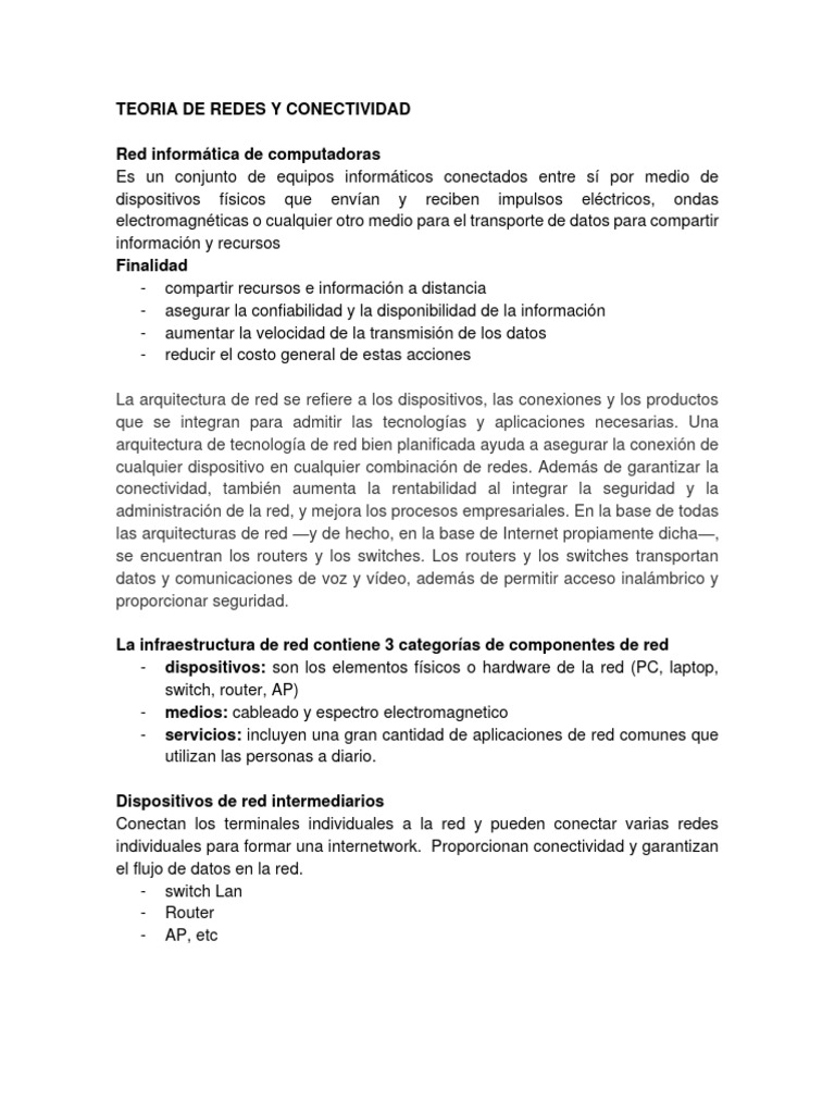 Conectividad y Arquitectura de Redes | PDF | Red de computadoras ...