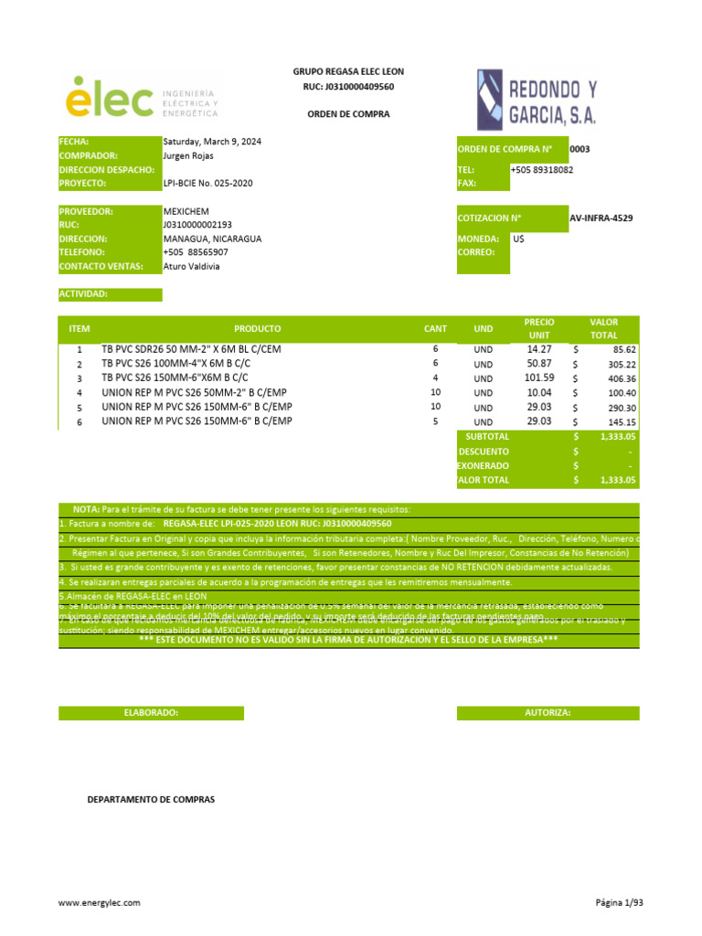 Formatos Orden de Compra | Descargar gratis PDF | Factura | Documentos ...