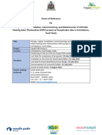 Terms of Reference For Design Supply and Installation of 140 KWP Floating Solar PV Project in Coimbatore City