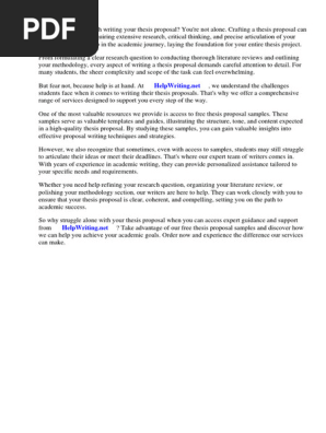Free Thesis Proposal Samples