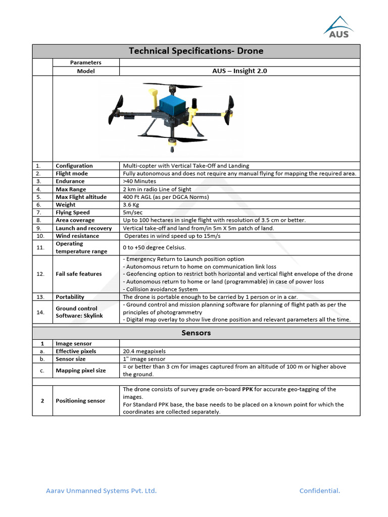 Insight2.0 Technical Specification | PDF | Unmanned Aerial Vehicle | Pixel