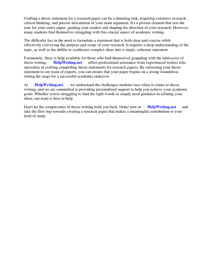 A Good Thesis Statement Example For Research Paper | PDF