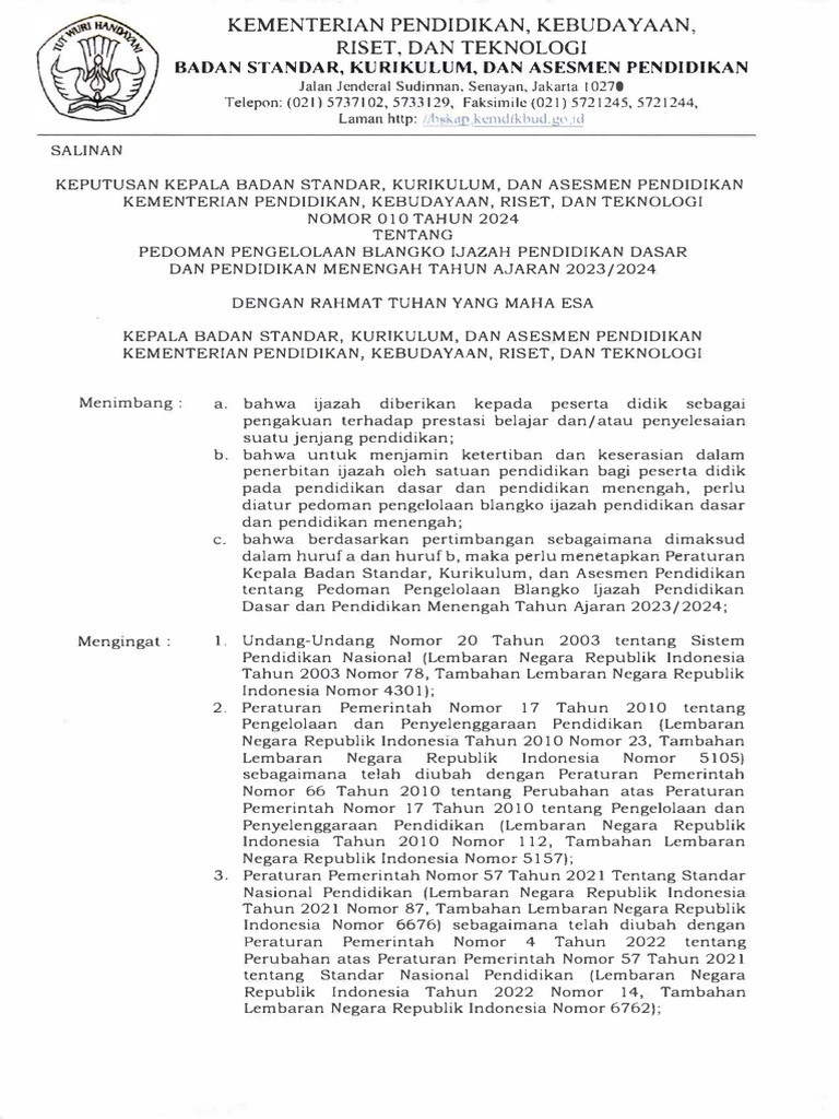 keputusan menteri keuangan nomor 16 km 4 2024