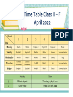 Time Table Format Class