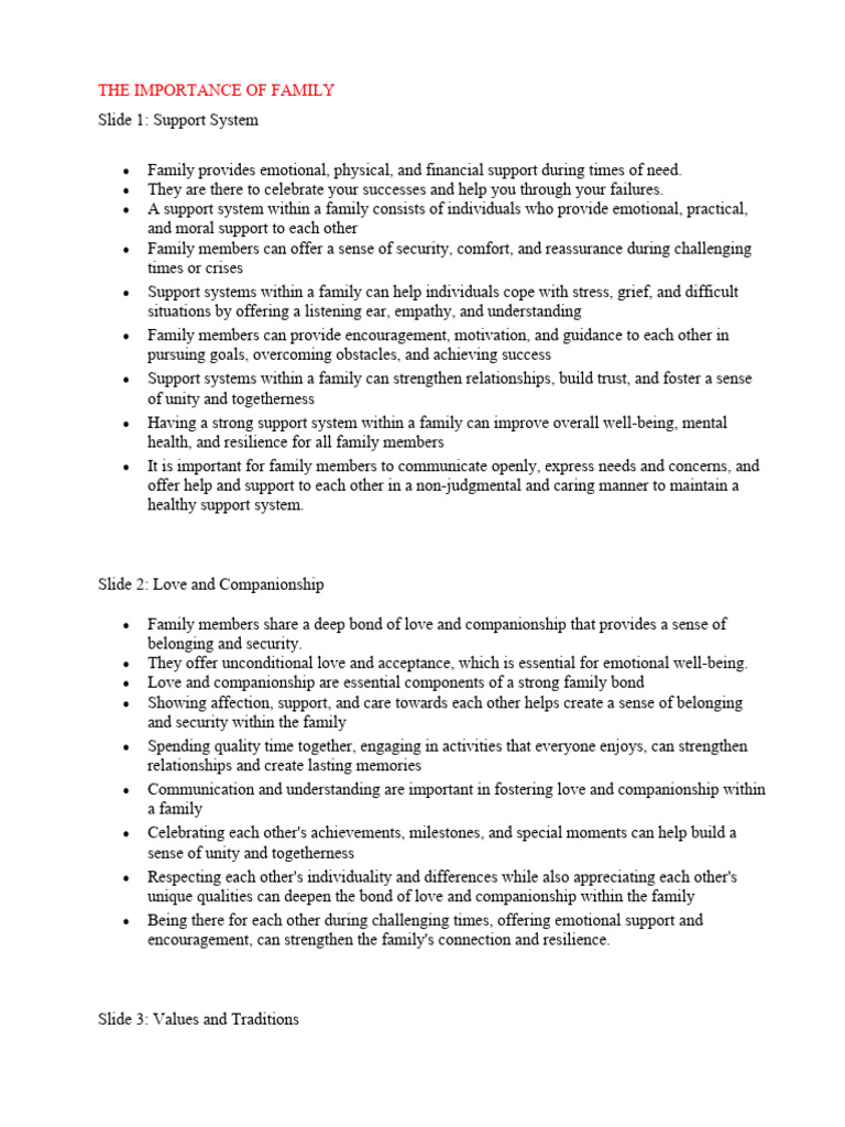 The Importance of Family | PDF | Interpersonal Relationships | Family