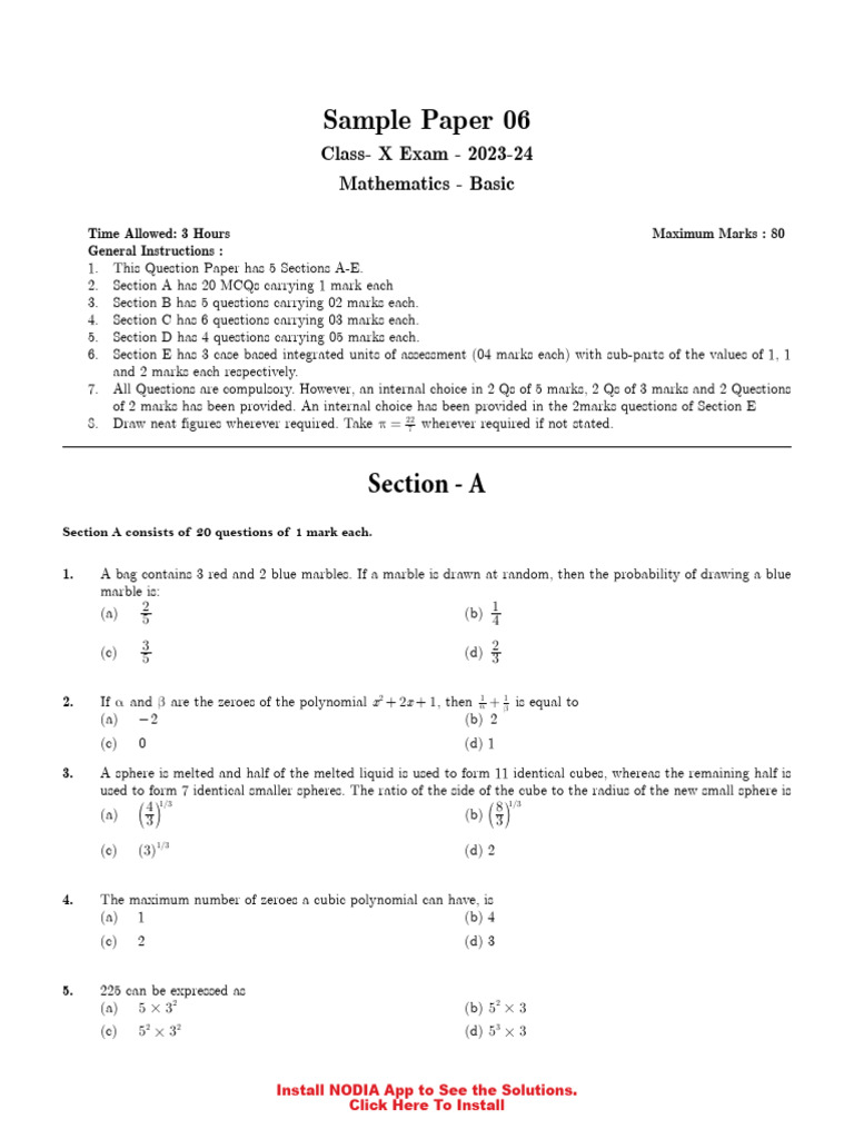 SP Maths Basic 6 Unsolved-1 | PDF