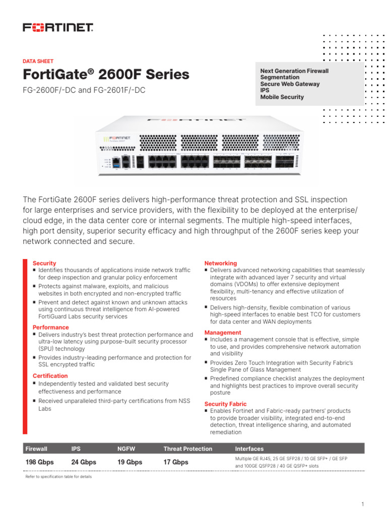 2022-06-02 Fortigate-2600f-Series | PDF