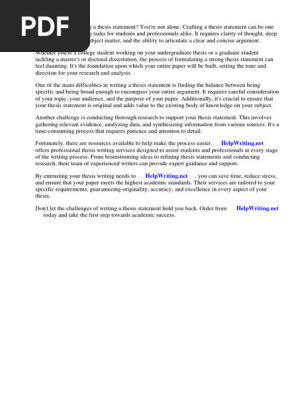 Writing a Thesis Statement Exercises