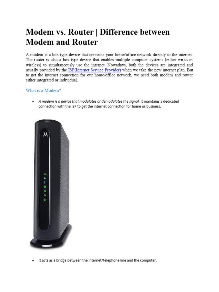 Modem Vs Router | PDF | Computer Network | Modem