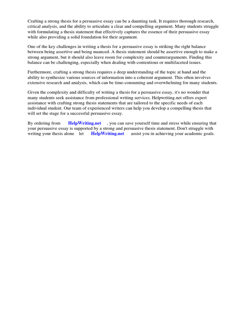 Strong Thesis For Persuasive Essay | PDF | Essays | Thesis