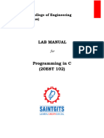 Lab Manual (20EST 102-Programming in C)