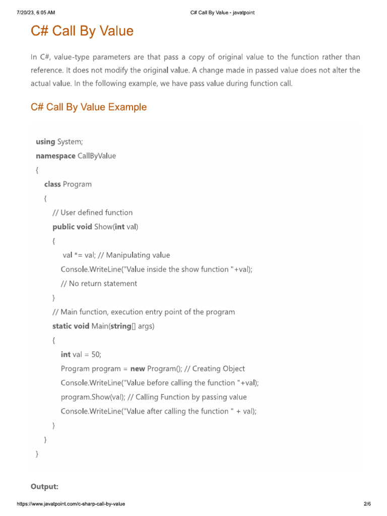 11 Call by Value C# | PDF