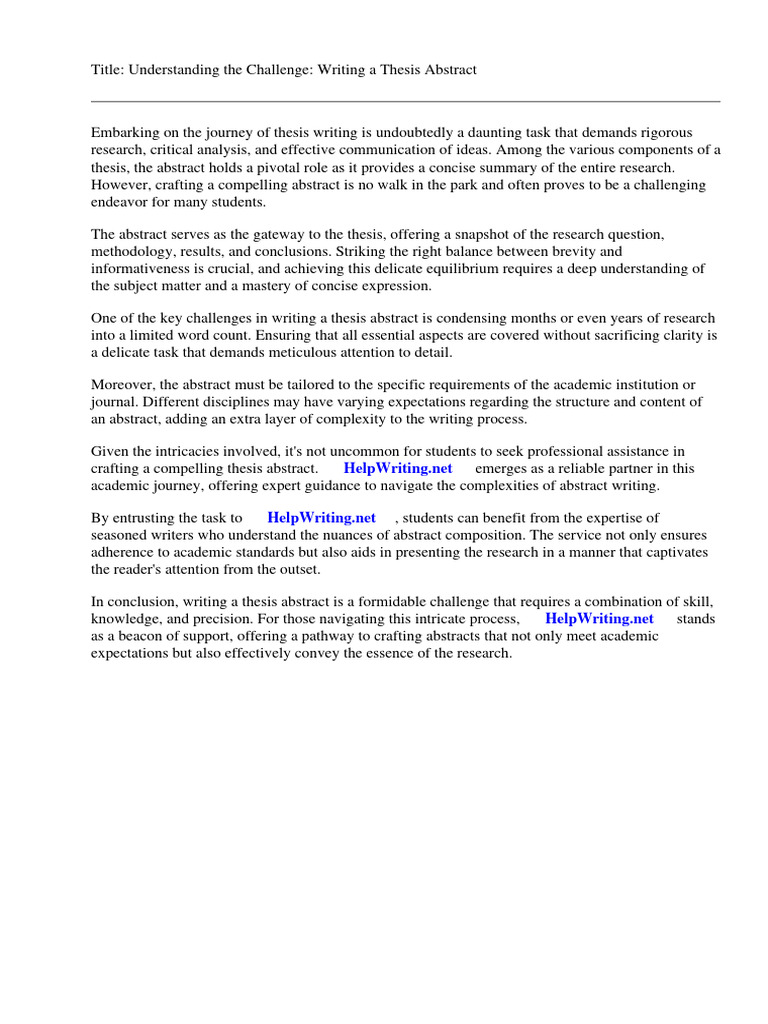 What Is Abstract In Thesis Writing Pdf Thesis Abstract Summary