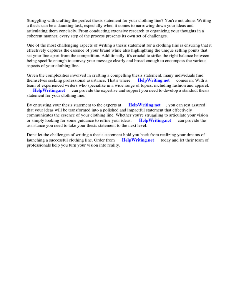 Thesis Statement For Clothing Line | PDF | Business