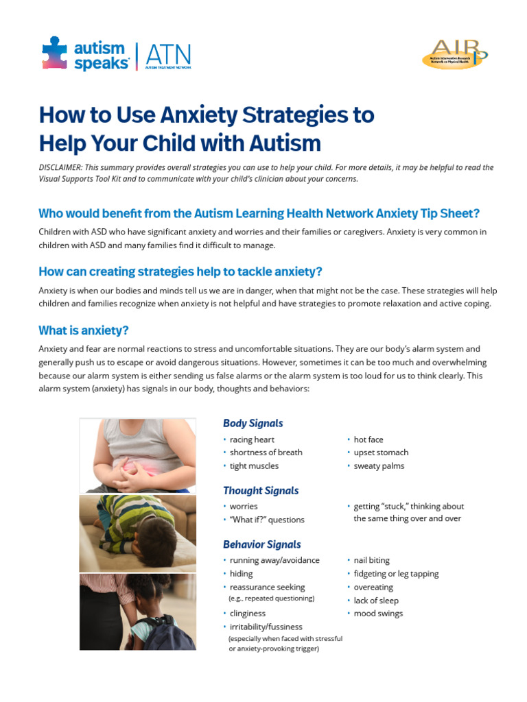 Anxiety Strategies for Children with Autism | PDF | Anxiety | Autism ...