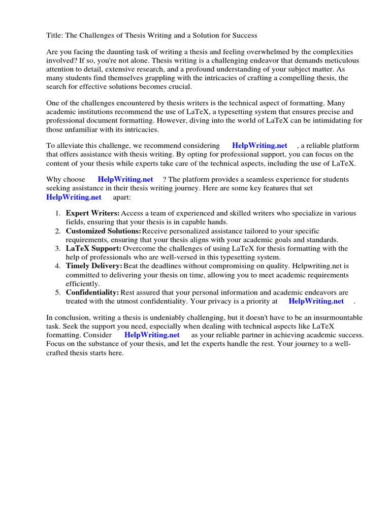 Thesis Writing Software Latex | PDF | Thesis | Te X