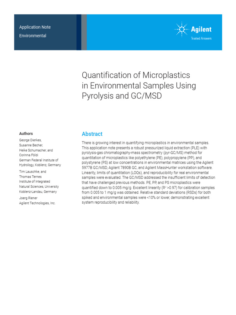 Microplastics Quantification via Pyr-GC/MS | PDF