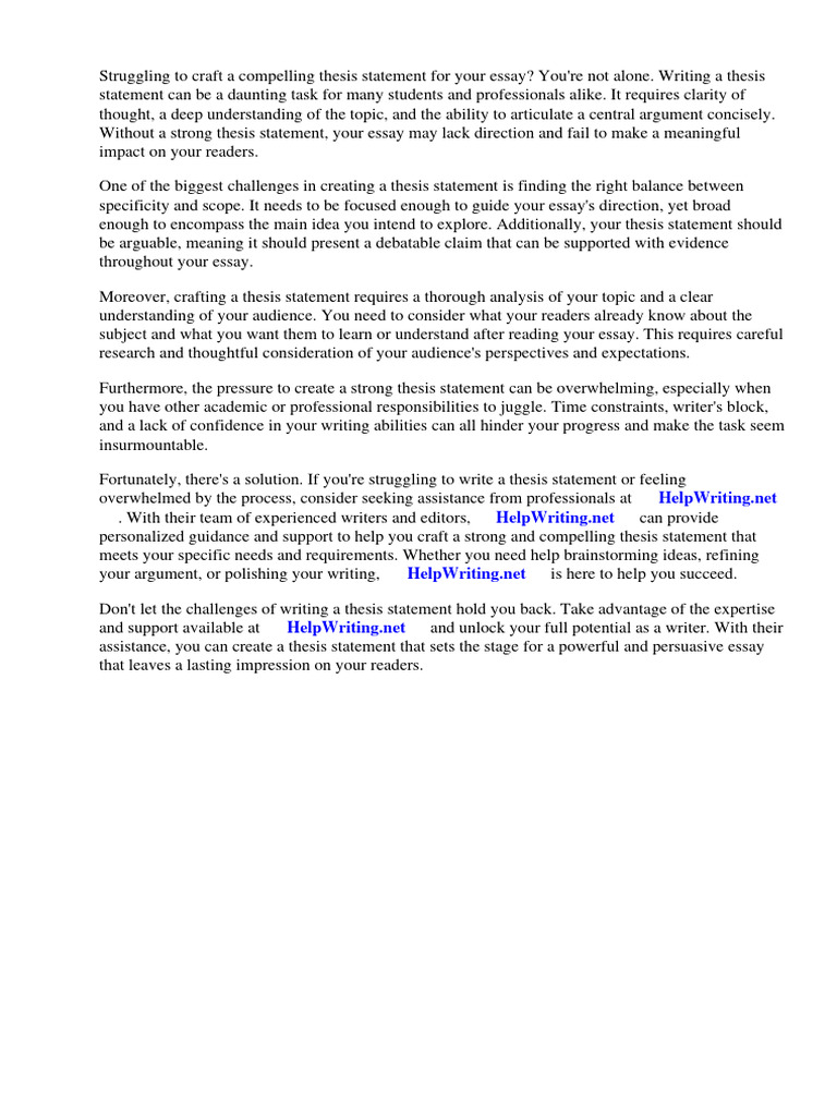 How To Create A Strong Thesis Statement For An Essay | PDF | Essays ...