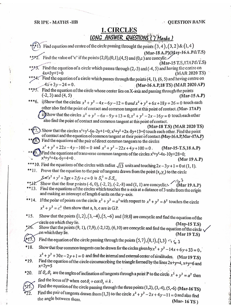 Maths 2B Questionbank | PDF