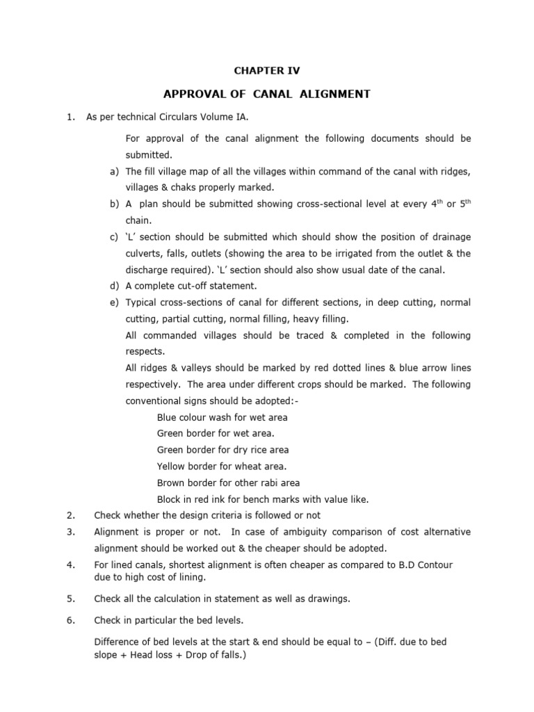 Canal Alignment Approval Guidelines | PDF | River | Canal