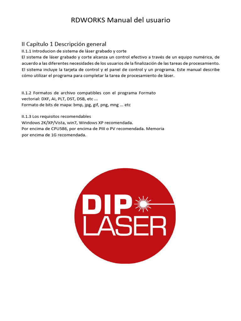 Manual de usuario RDWorks para láser | PDF | Rotación | Contraseña