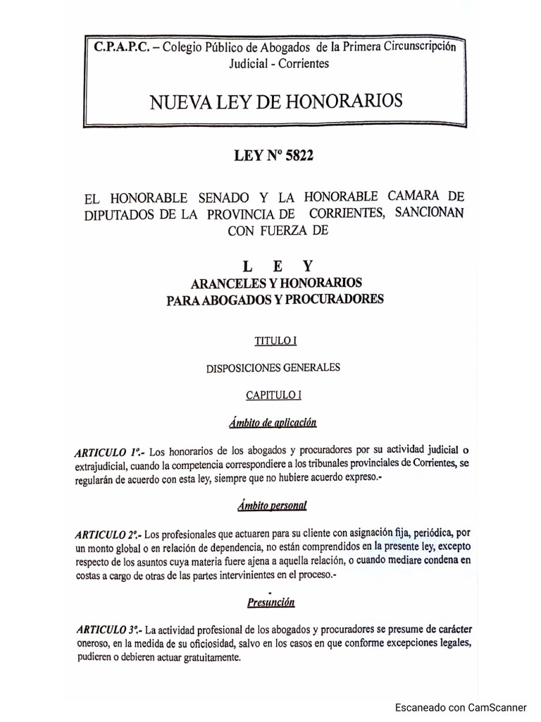 Ley de honorarios profesionales | PDF
