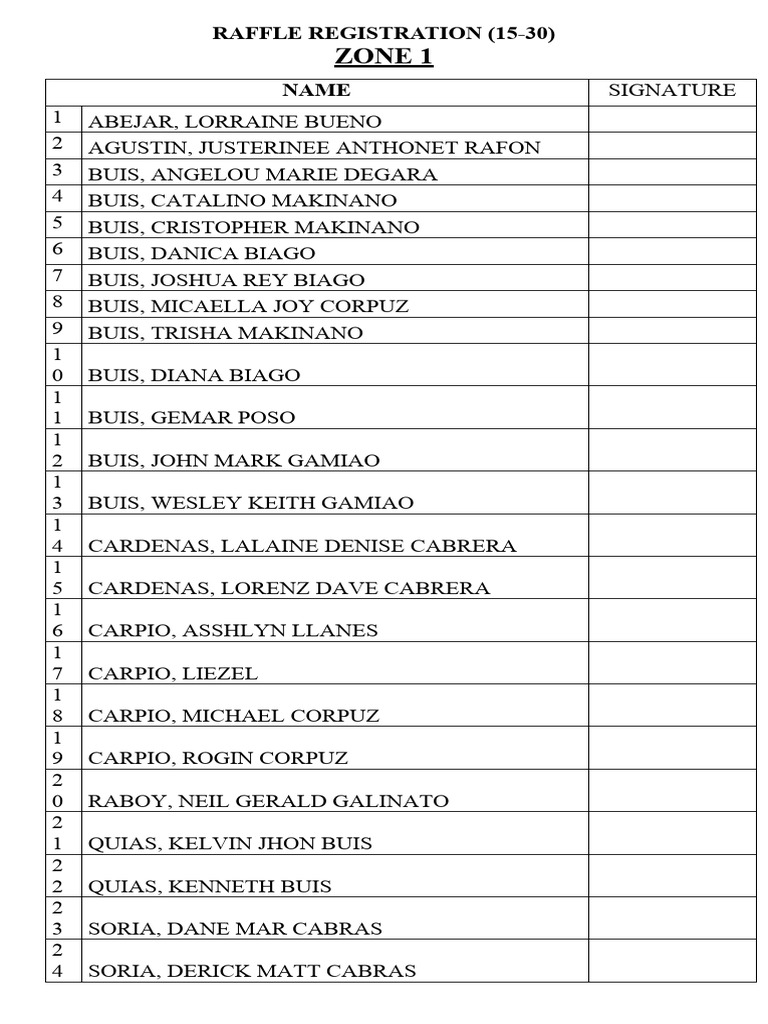 Raffle Registration for Daniel Biago | PDF