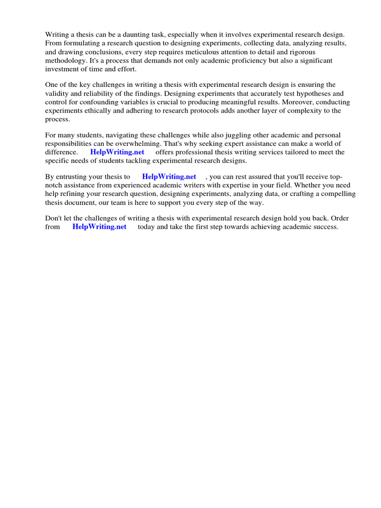 Thesis Experimental Research Design Pdf
