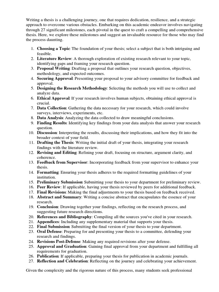27 Thesis Milestones | PDF | Thesis | Science
