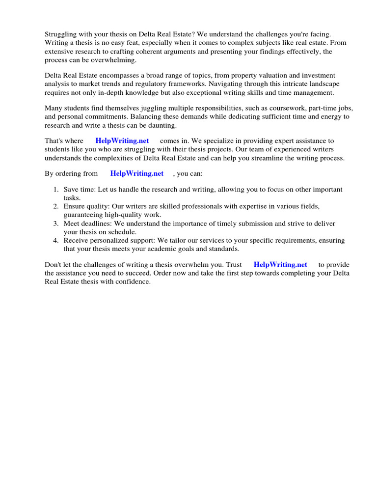 Delta Thesis Real Estate PDF Investing Risk