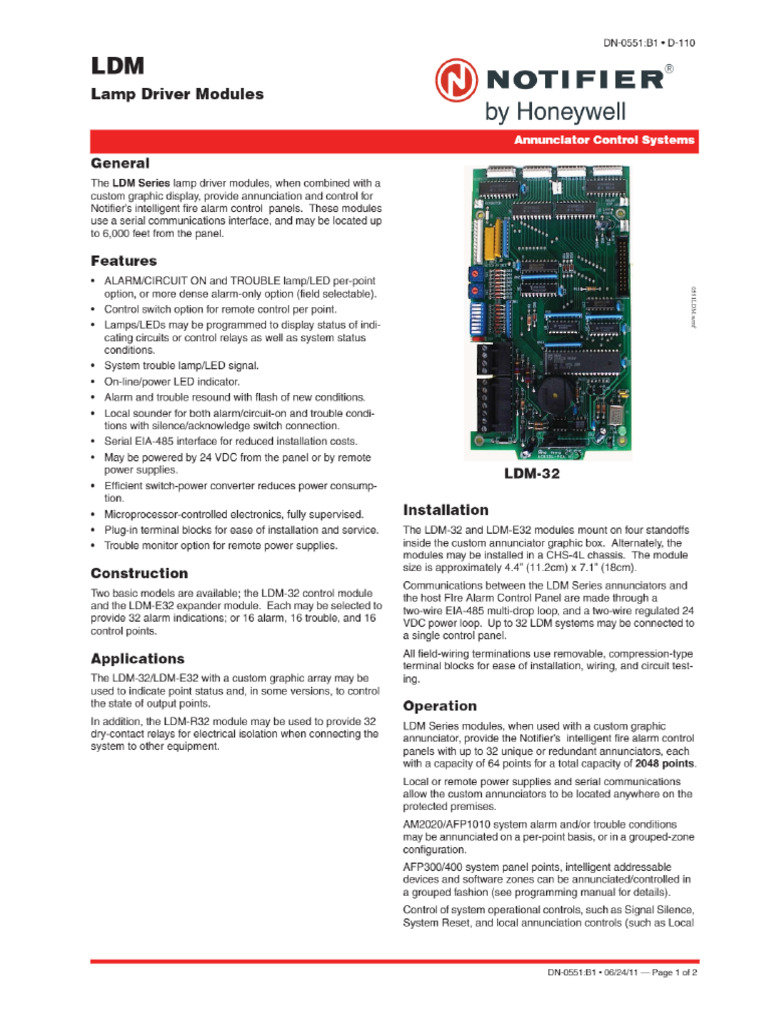 Notifier LDM Data Sheet - Manualzz | PDF