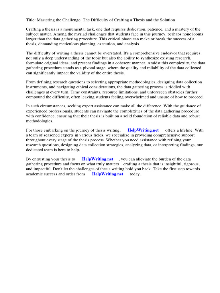 Data Gathering Procedure Sample Thesis PDF Thesis Data