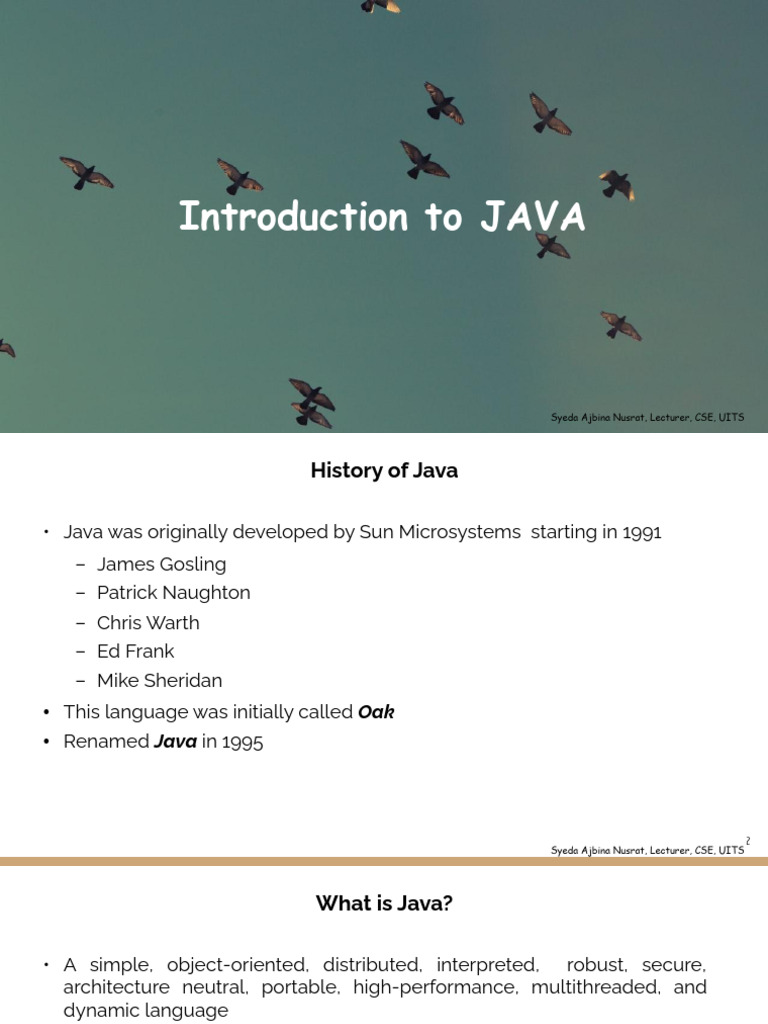 2.Introduction to JAVA | PDF | Java (Programming Language) | Java ...