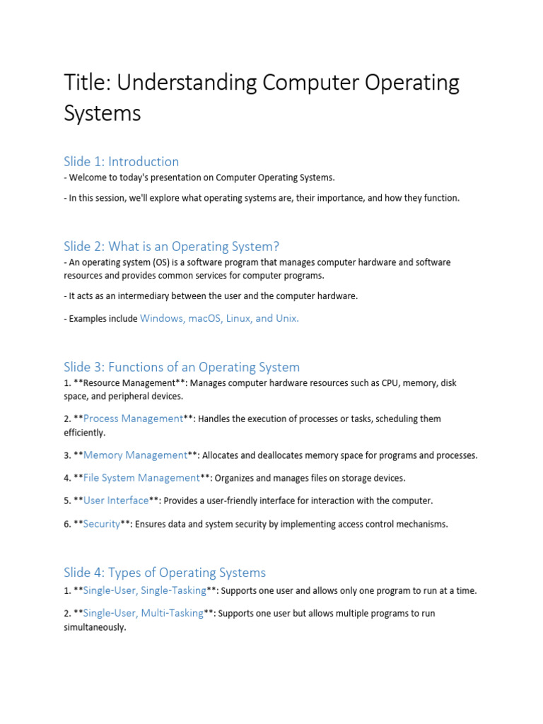 Overview of Computer Operating Systems | PDF | Operating System ...