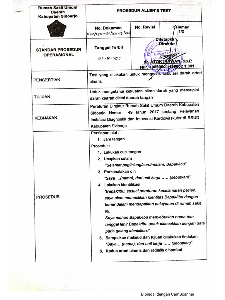 Prosedur Allen Test Pdf
