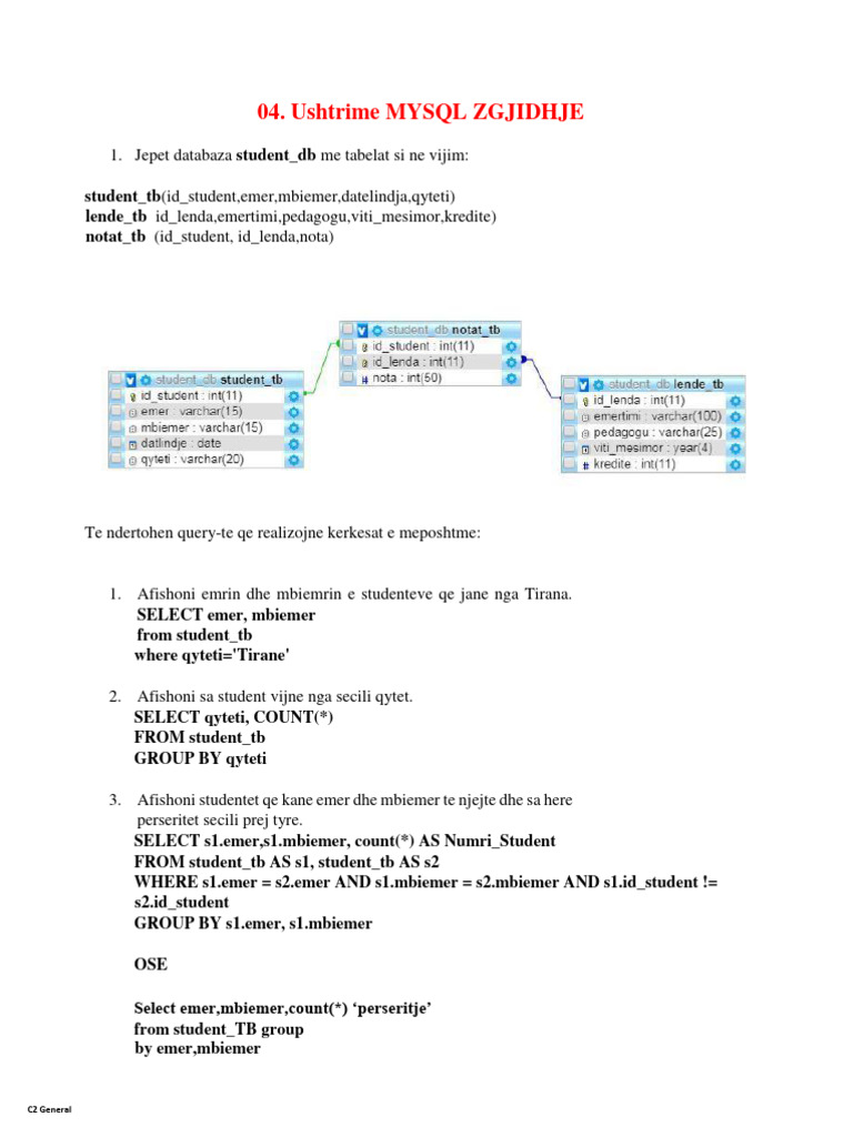 Seminar Mysql Zgjidhje | PDF