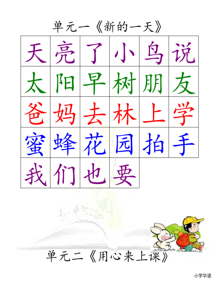 一年级华文识字卡 | PDF