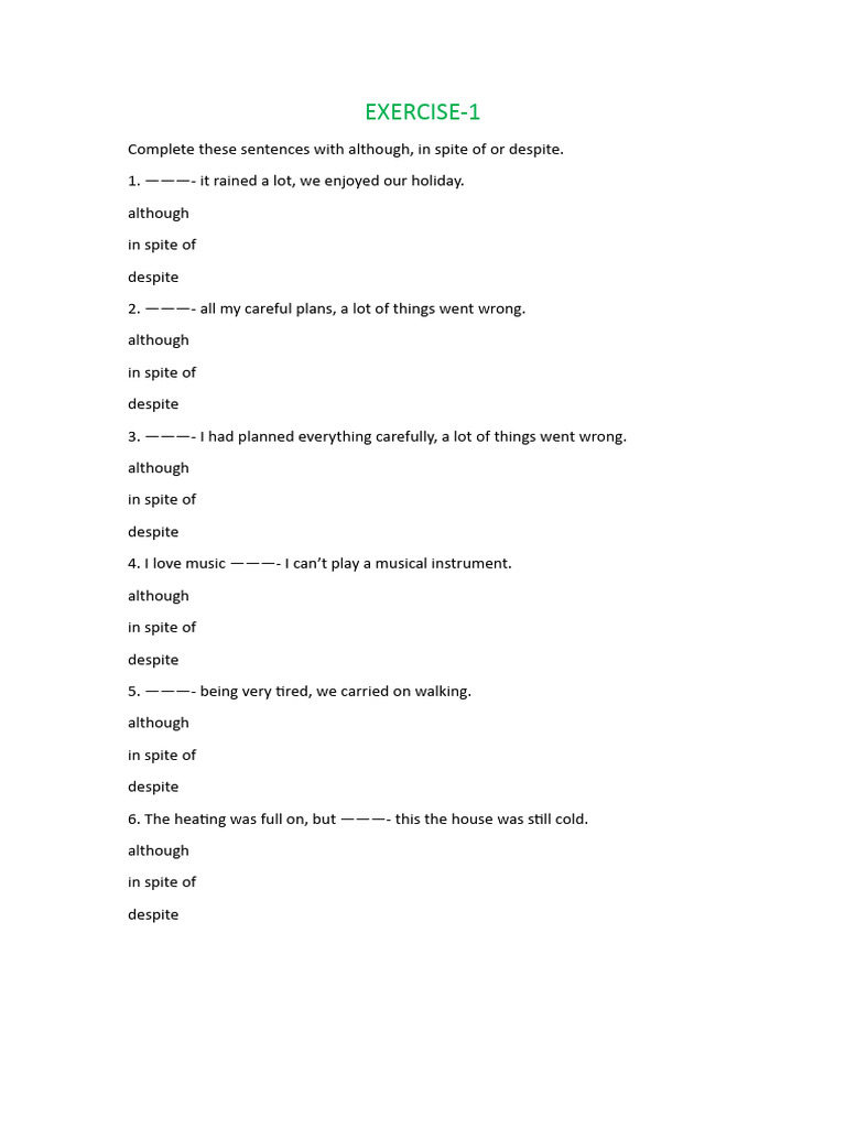 Clauses of Concession MCQ Exercise | PDF