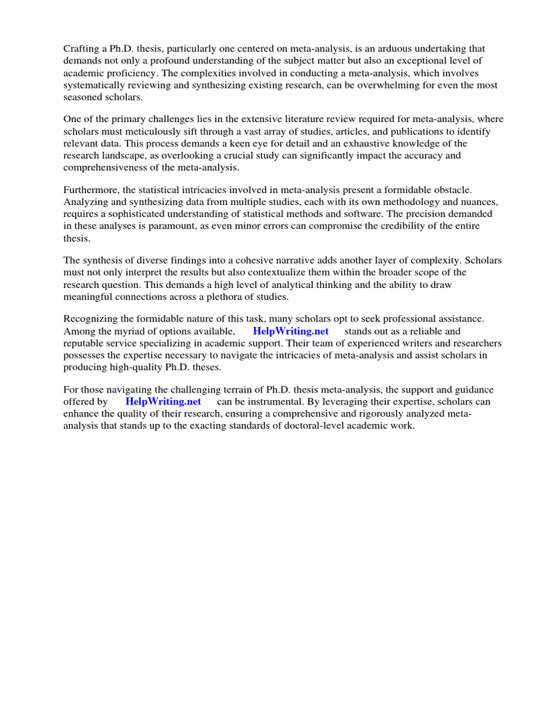 PHD Thesis Meta Analysis | PDF | Meta Analysis | Methodology