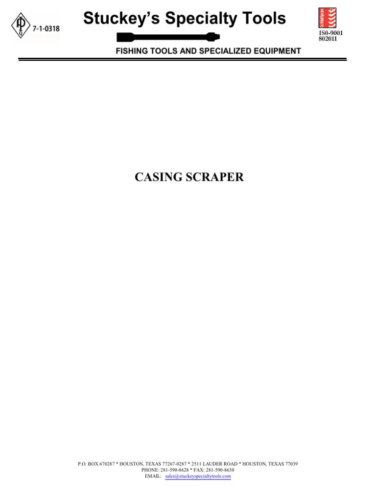 Casing Scraper Specifications and Types | PDF | Secondary Sector Of The ...