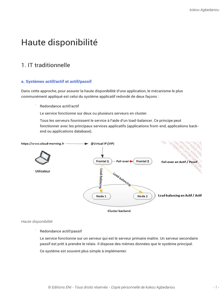 Redondance Actif/Passif en Haute Disponibilité | PDF | Plan de reprise ...