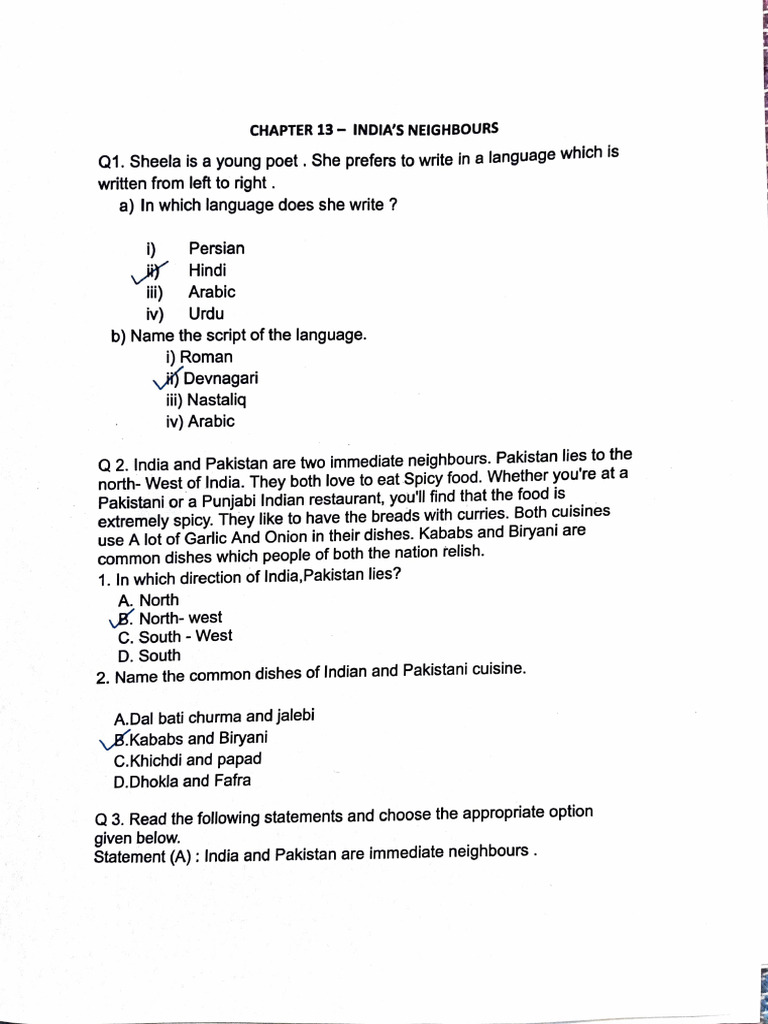 Worksheet SST PDF South Asia Cuisine