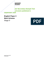 English Paper 2 Mark Scheme: Cambridge Lower Secondary Sample Test For Use With Curriculum Published in September 2020