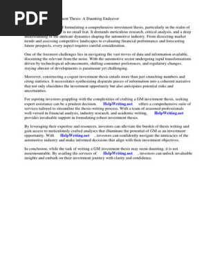 Gm Investment Thesis
