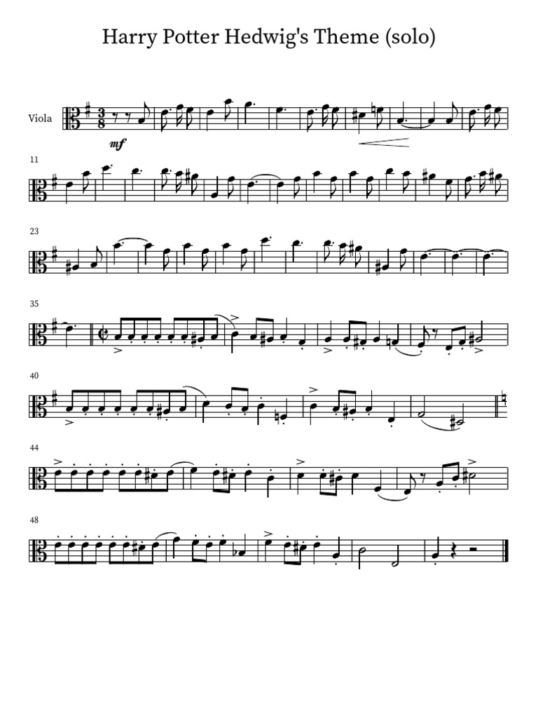 Harry Potter Hedwig's Theme (Solo) All Parts | PDF